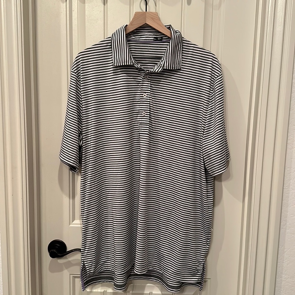 Gray/White Striped RLX Golf Polo XL